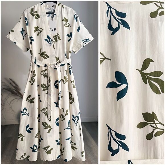 Zara Dresses & Skirts - Zara Poplin Cotton Printed Dress New